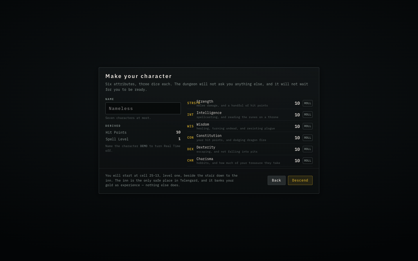 Character creation